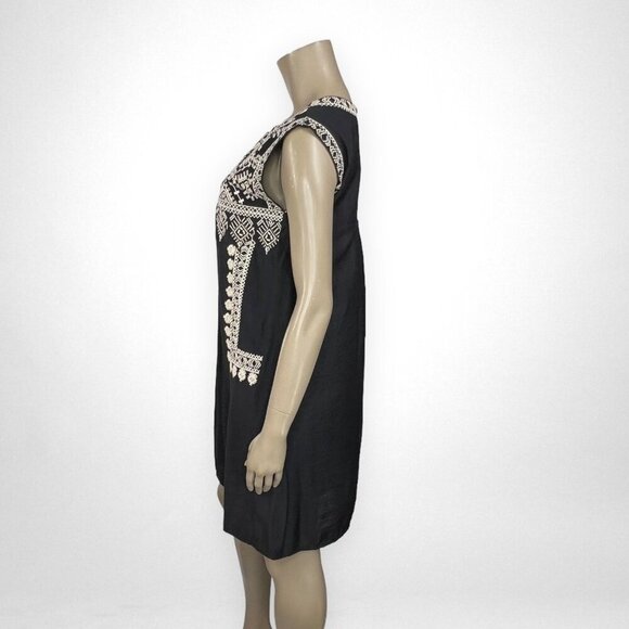 THML Moroccan Embroidered Shift Black Dress‎ M - Picture 2 of 10